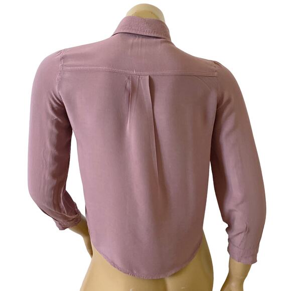 FASHION NOVA Womens Size Small Fits XS Purple Cropped Button Up Collared Shirt - Picture 4 of 7